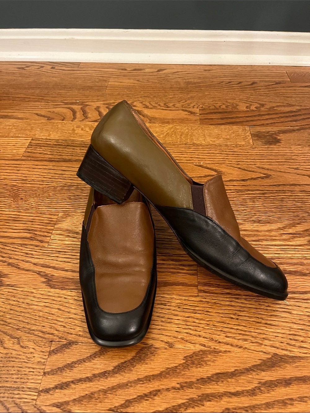 Chiarini Bologna Colorblock Leather Loafers Square Toe Vintage (Size 9)
